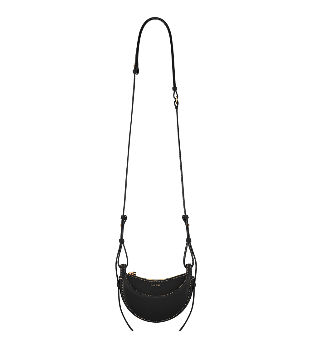 Polène | Sac - Numéro Dix Micro - Noir Coutures Ecrues Lisse