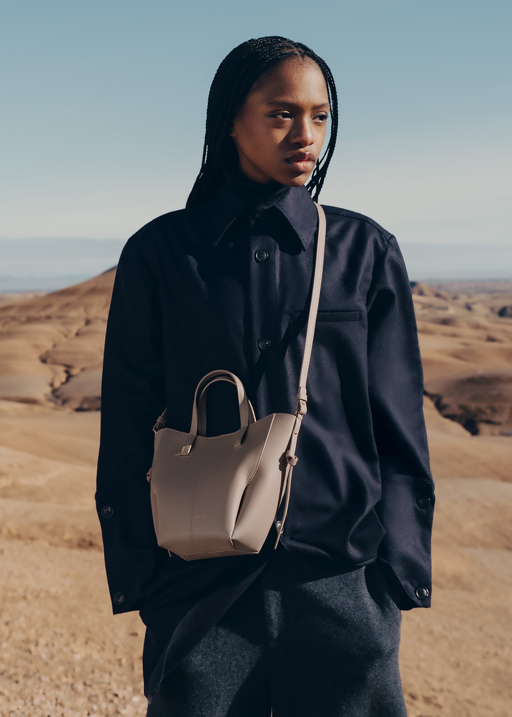 Polène | Sac - Cyme Tote Nano - Taupe Grainé – Polène FR