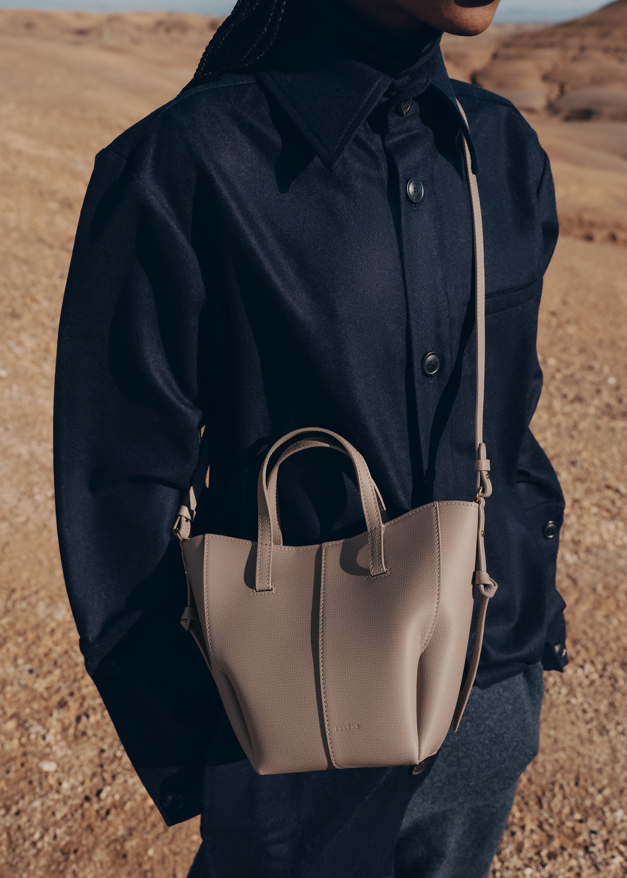 Polène | Sac - Cyme Tote Nano - Taupe Grainé – Polène FR