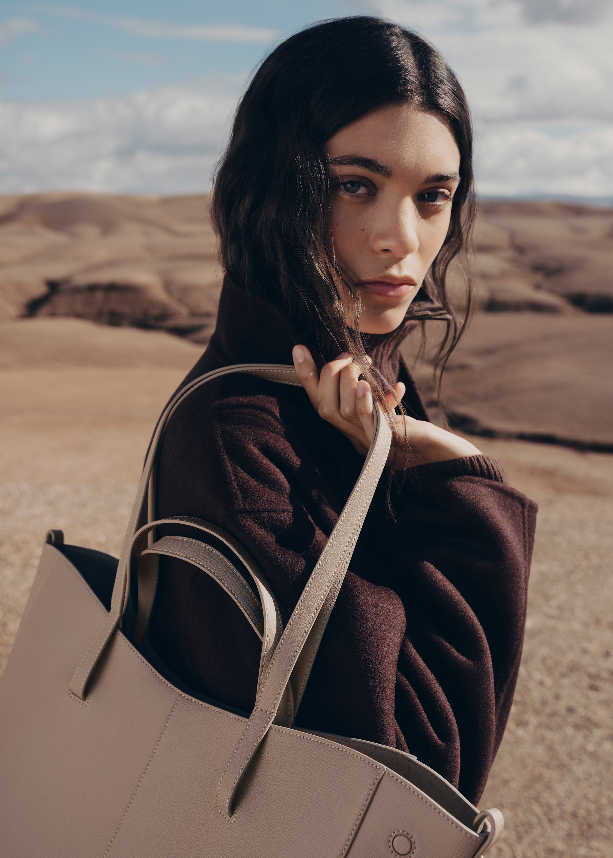 POLÈNE Cyme トープ Polène | Sac - Cyme Tote - Taupe Grainé – Polène FR