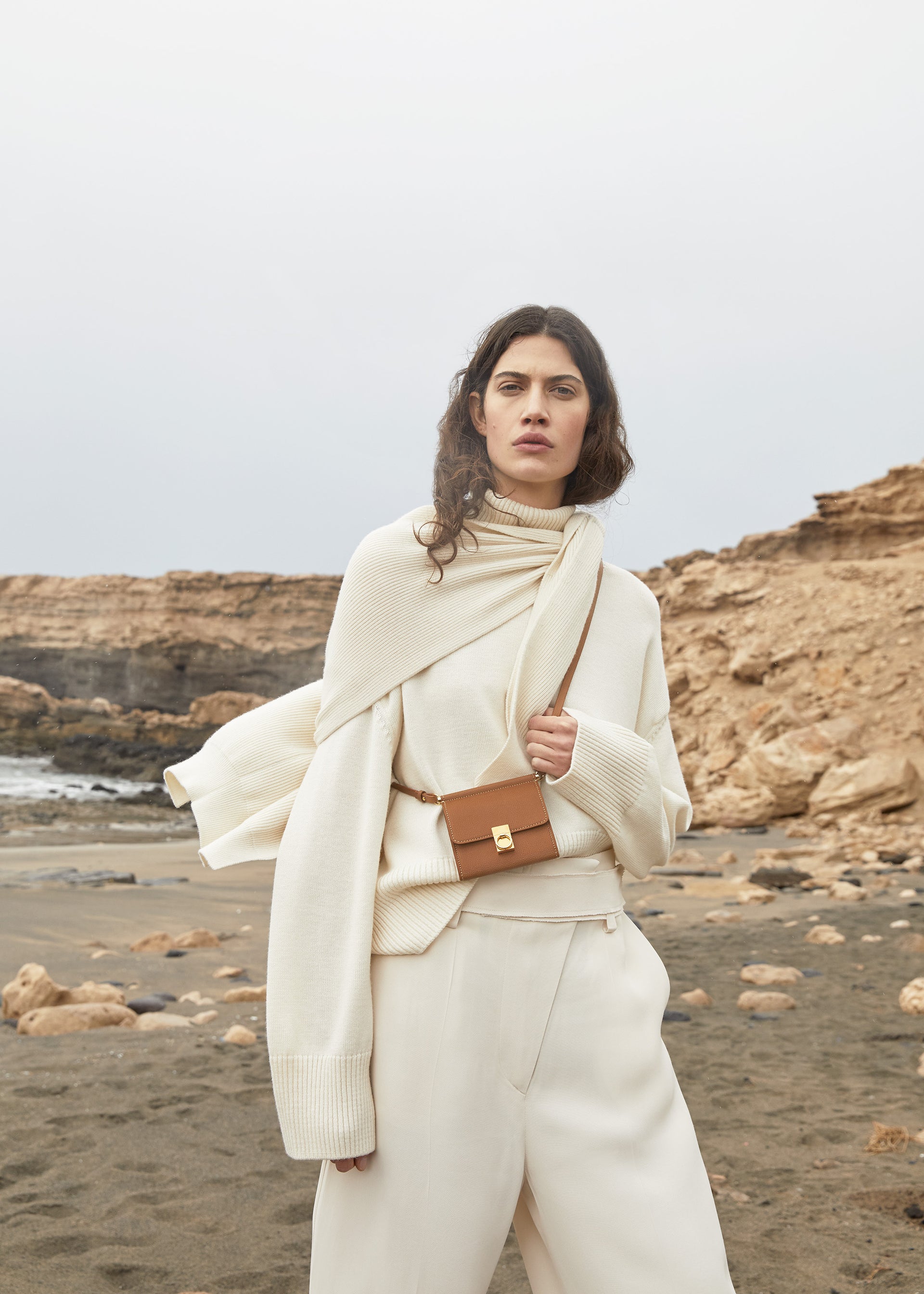 Portefeuille Numéro Sept Bandoulière - Camel Grainé