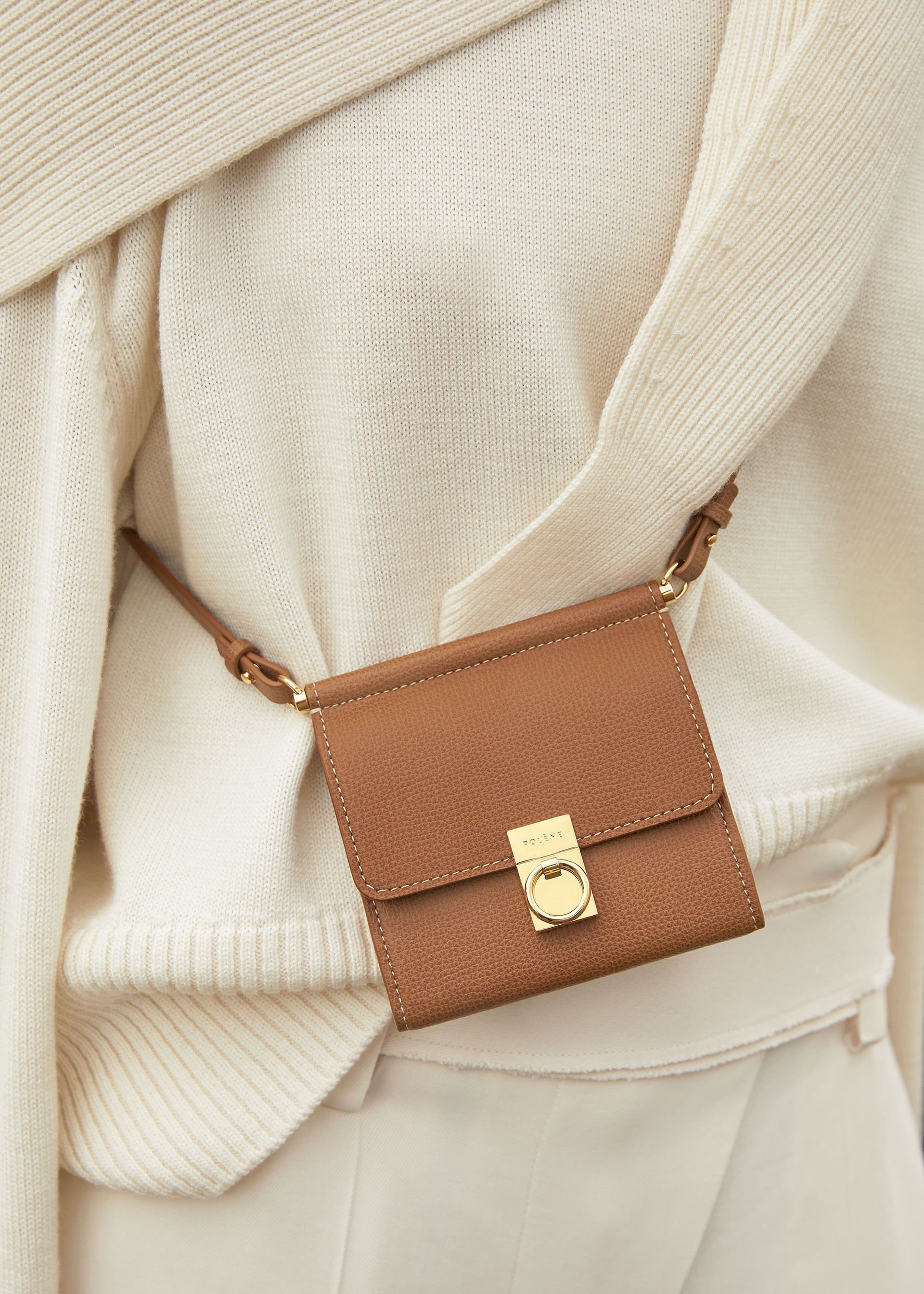 Portefeuille Numéro Sept Bandoulière - Camel Grainé