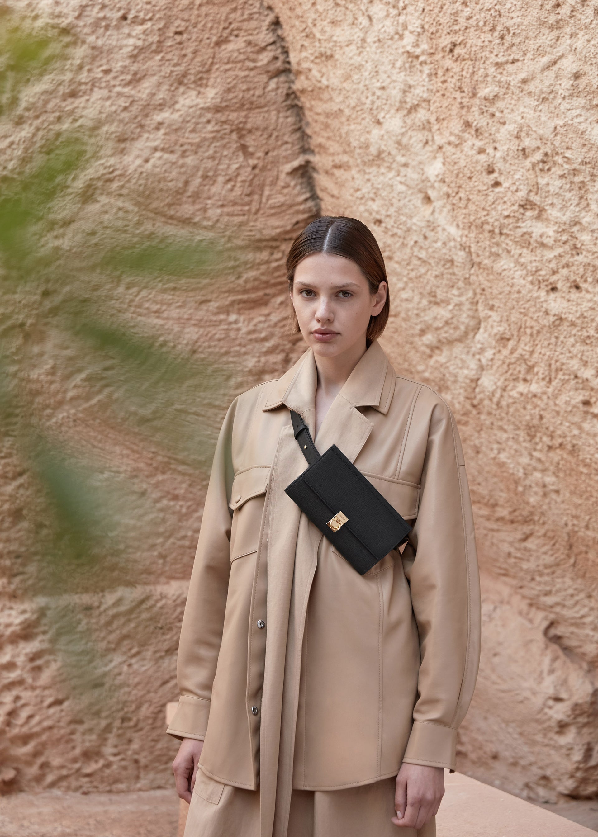 Polène Portefeuille Numéro Sept ceinture Noir Grainé